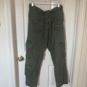 Free People Olive Cargo Capris